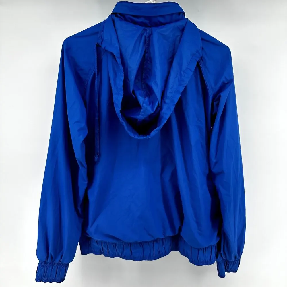 Nike Reversible Windbreaker Jacket Full Zip Logo Hidden Hood Royal Blue M